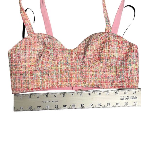 Assignment Crop Top WMNS M Pink Tweed Bralette Maribel Preppy Barbie Sweetheart - Picture 8 of 11